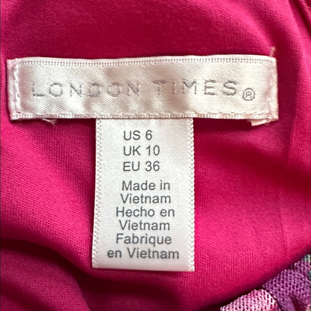 NWT London Times Floral Halter Maxi Dress in Magenta and Blue Size 6 - Picture 11 of 15